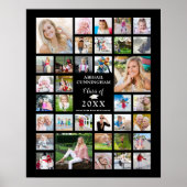 Abschluss 35 Foto Collage KLASSE JAHR Schwarz Poster (Vorne)