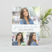 Abschluss 3-Foto Collage Easy Edit Modernes Skript Ankündigung (Stehend Vorderseite)