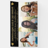 Abschluss 3 Foto Elegantes Script Schwarzes Gold Banner (Vertikal)