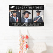 Abschluss 3 Foto Glückwunsch Schwarz Banner (Insitu)