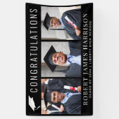 Abschluss 3 Foto Glückwunsch Schwarz Banner (Vertikal)