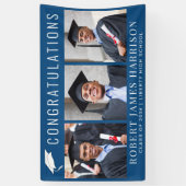 Abschluss 3 Foto Glückwünsche Blau Banner (Vertikal)