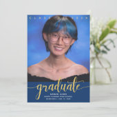 Abschluss 3 Foto Marine moderne Gold Glitzer Skrip Ankündigung (Stehend Vorderseite)