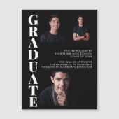 Abschluss 3 Foto Moderne Schwarze Klasse 2021 Magnetkarte (Vorderseite)