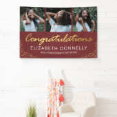 Abschluss 3 Foto Modernes Burgund Gold Banner (InSitu)