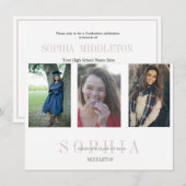 Abschluss 3 Foto Modernes Overlay Party Einladung (Vorne/Hinten)