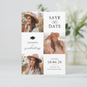 Abschluss 3 Foto Save the Date Karte (Stehend Vorderseite)