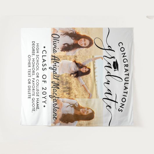 Abschluss 3 FotoCollage Große, moderne Umgebung Wandteppich (Vorderseite (Horizontal))