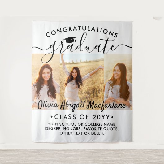 Abschluss 3 FotoCollage Große, moderne Umgebung Wandteppich (Vorderseite)