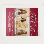 Abschluss 3 FotoCollage Rot und Weiß Hintergrund Wandteppich (Vorderseite (Horizontal))