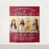 Abschluss 3 FotoCollage Rot und Weiß Hintergrund Wandteppich (Vorderseite)