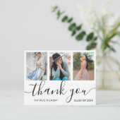 Abschluss 3 FotoCollage Vielen Dank Postkarte (Stehend Vorderseite)