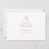 Abschluss 3 Fotomaterial Grau-Rosa-Script Dankeskarte (Rückseite)