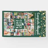 Abschluss 42 Foto Collage Green Script Jahr Banner (Horizontal)