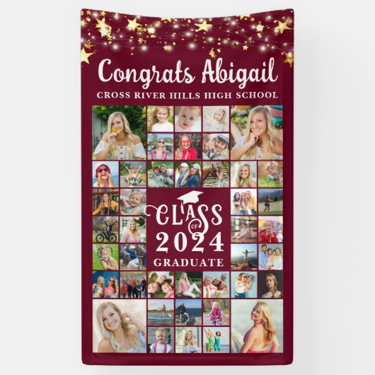 Abschluss 42 Foto Collage Maroon Class Year Banner (Vertikal)