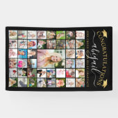 Abschluss 43 Fotocollage Script Schwarzes Gold Banner (Horizontal)