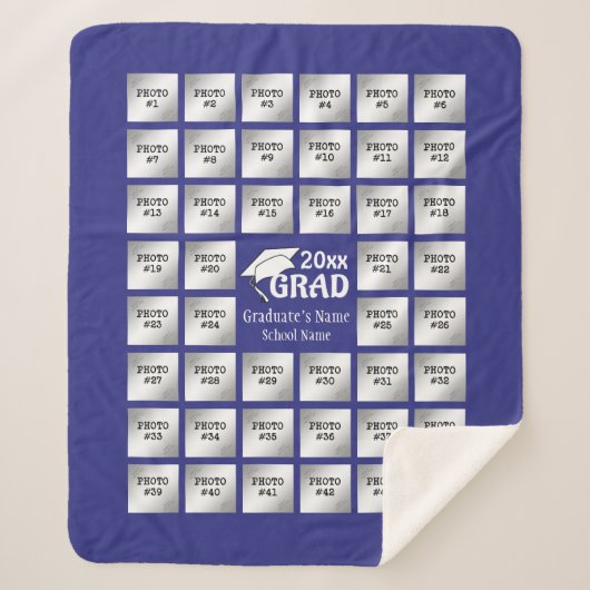 Abschluss 44 FotoCollage (veränderbar LILA) Sherpadecke (Vorderseite)