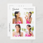 Abschluss 4 Foto Ankündigung Einladung weiß (Vorne/Hinten)