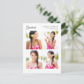 Abschluss 4 Foto Ankündigung Einladung weiß (Stehend Vorderseite)