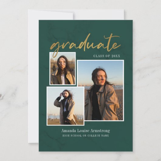 Abschluss 4 Foto Collage Script Green Grad 2024 Ankündigung (Vorderseite)