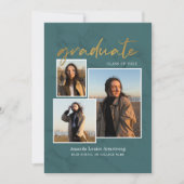 Abschluss 4 Foto Collage Script Grüne Marmor Ankündigung (Vorderseite)