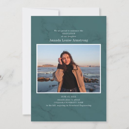 Abschluss 4 Foto Collage Script Grüne Marmor Ankündigung (Rückseite)