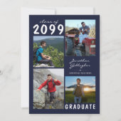 Abschluss 4 Foto Handgeschriebener Name | Marine u Ankündigung (Vorderseite)