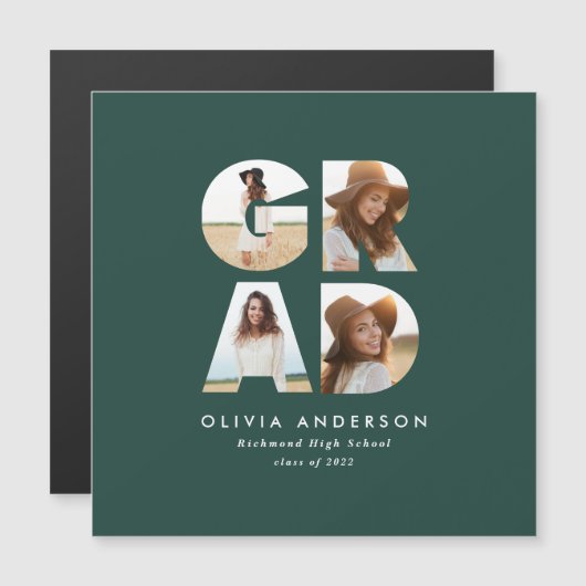 Abschluss 4 Foto Moderne Ankündigung Grün (Vorne/Hinten)