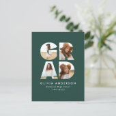 Abschluss 4 Foto Moderne Ankündigung Grün Postkarte (Stehend Vorderseite)