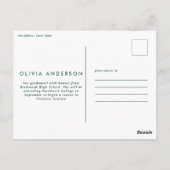 Abschluss 4 Foto Moderne Ankündigung Grün Postkarte (Rückseite)