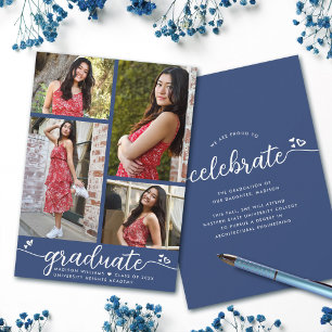 Abschluss 4 Foto Moderne Kalligrafie Herz blau Ankündigung