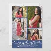 Abschluss 4 Foto Moderne Kalligrafie Herz blau Ankündigung (Vorderseite)