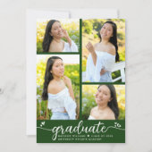 Abschluss 4 Foto Moderne Kalligraphie Herz Grün Ankündigung (Vorderseite)