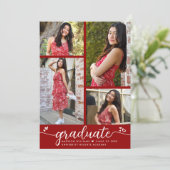 Abschluss 4 Foto Moderne Kalligraphie Herz Rot Ankündigung (Stehend Vorderseite)