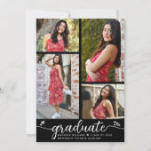 Abschluss 4 Foto Moderne Kalligraphie Herz Schwarz Ankündigung (Vorderseite)