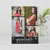 Abschluss 4 Foto Moderne Kalligraphie Herz Schwarz Ankündigung (Stehend Vorderseite)