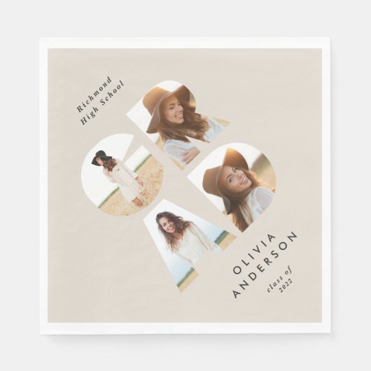 Abschluss 4 Foto Moderne personalisierte Natur Serviette (Vorderseite)