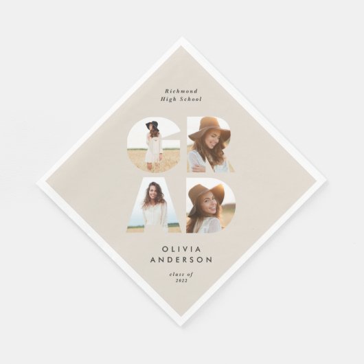 Abschluss 4 Foto Moderne personalisierte Natur Serviette (Ecke)