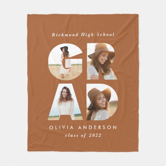 Abschluss 4 Foto Moderne personalisierte Terrakott Fleecedecke (Vorderseite)