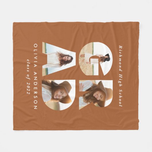 Abschluss 4 Foto Moderne personalisierte Terrakott Fleecedecke (Vorderseite (Horizontal))