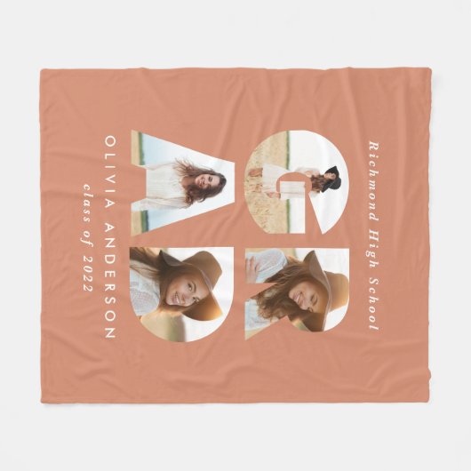 Abschluss 4 Foto Moderne personalisierte Terrakott Fleecedecke (Vorderseite (Horizontal))
