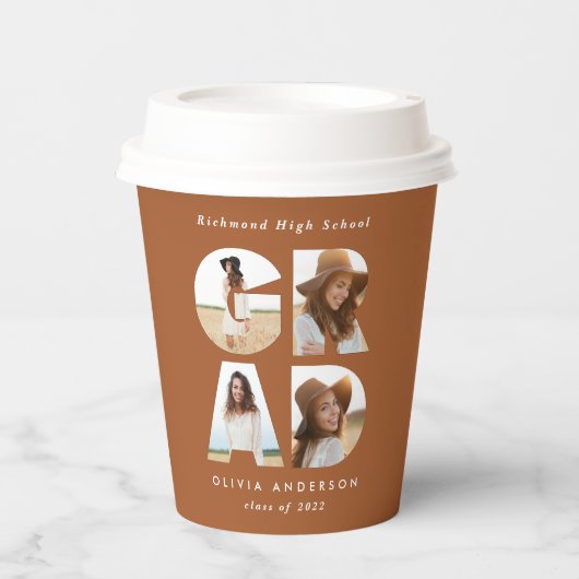 Abschluss 4 Foto Moderne personalisierte Terrakott Pappbecher (Vorderseite)