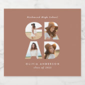 Abschluss 4 Foto Moderne personalisierte Terrakott Schaumweinetikett (Einzelnes Label)