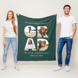Abschluss 4 Foto Modernes personalisiertes Grün Fleecedecke