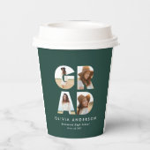 Abschluss 4 Foto Modernes personalisiertes Grün Pappbecher (Rückseite)