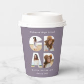 Abschluss 4 Foto Modernes, personalisiertes lila C Pappbecher (Rückseite)