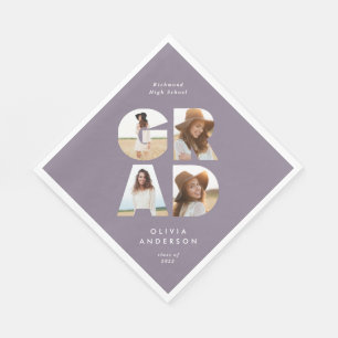 Abschluss 4 Foto Modernes, personalisiertes lila C Serviette