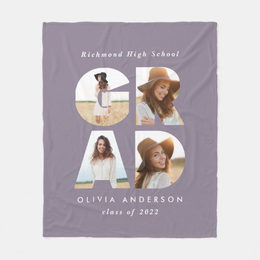 Abschluss 4 Foto Modernes personalisiertes lila Fleecedecke (Vorderseite)