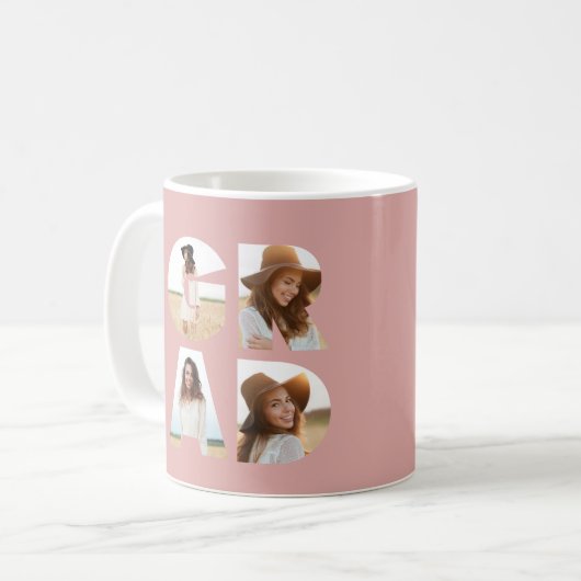 Abschluss 4 Foto Modernes personalisiertes Rosa mä Kaffeetasse (Vorderseite Links)