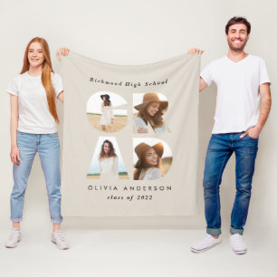 Abschluss 4 Foto Modernes personalisiertes Schwarz Fleecedecke